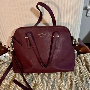 Kate Spade burgundy, colored Leather crossbody or handheld Satchel